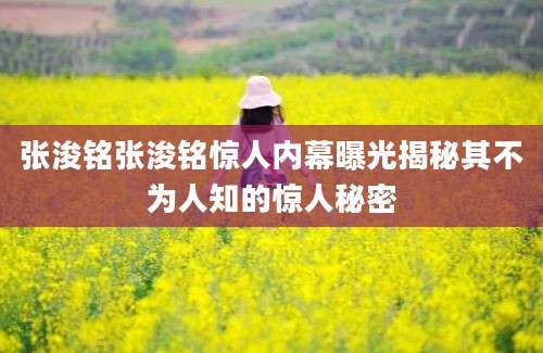 张浚铭张浚铭惊人内幕曝光揭秘其不为人知的惊人秘密