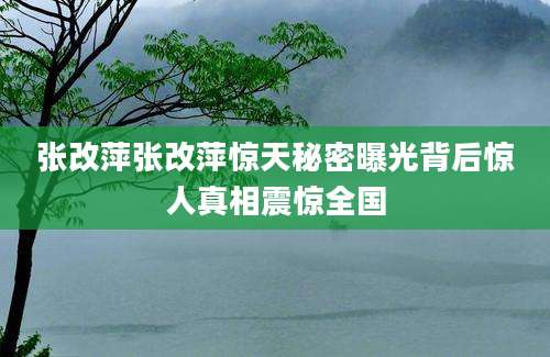 张改萍张改萍惊天秘密曝光背后惊人真相震惊全国