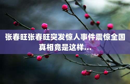 张春旺张春旺突发惊人事件震惊全国真相竟是这样...