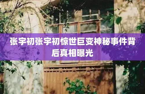 张宇初张宇初惊世巨变神秘事件背后真相曝光