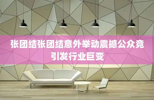 张团结张团结意外举动震撼公众竟引发行业巨变