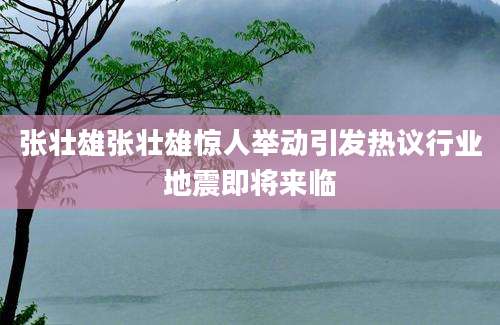 张壮雄张壮雄惊人举动引发热议行业地震即将来临