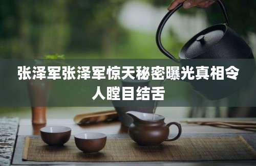 张泽军张泽军惊天秘密曝光真相令人瞠目结舌