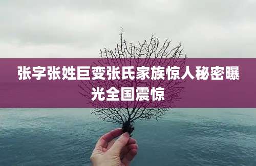 张字张姓巨变张氏家族惊人秘密曝光全国震惊