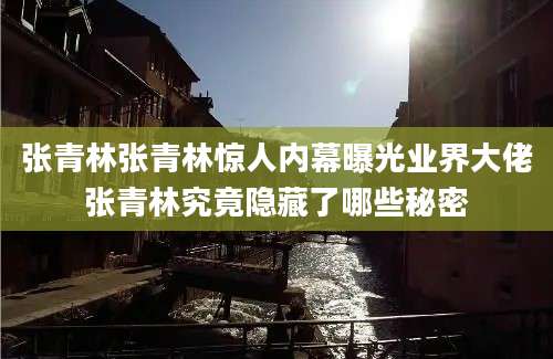 张青林张青林惊人内幕曝光业界大佬张青林究竟隐藏了哪些秘密