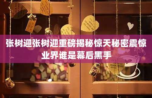张树迎张树迎重磅揭秘惊天秘密震惊业界谁是幕后黑手