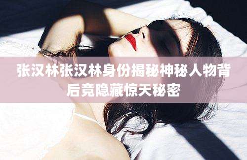 张汉林张汉林身份揭秘神秘人物背后竟隐藏惊天秘密