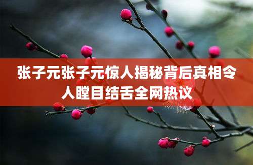 张子元张子元惊人揭秘背后真相令人瞠目结舌全网热议