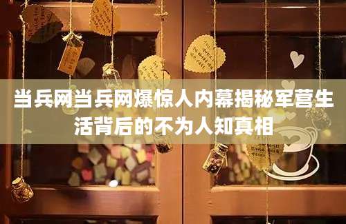 当兵网当兵网爆惊人内幕揭秘军营生活背后的不为人知真相