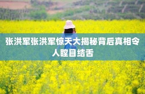 张洪军张洪军惊天大揭秘背后真相令人瞠目结舌