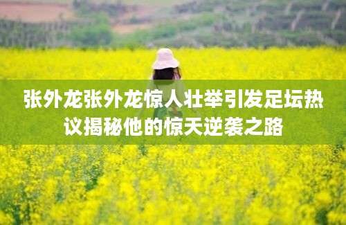 张外龙张外龙惊人壮举引发足坛热议揭秘他的惊天逆袭之路