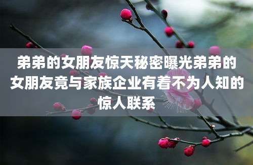 弟弟的女朋友惊天秘密曝光弟弟的女朋友竟与家族企业有着不为人知的惊人联系