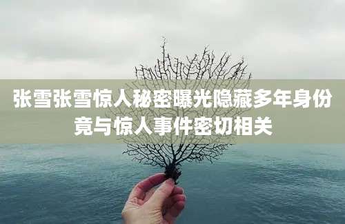 张雪张雪惊人秘密曝光隐藏多年身份竟与惊人事件密切相关