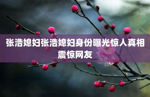 张浩媳妇张浩媳妇身份曝光惊人真相震惊网友