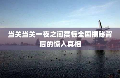 当关当关一夜之间震惊全国揭秘背后的惊人真相