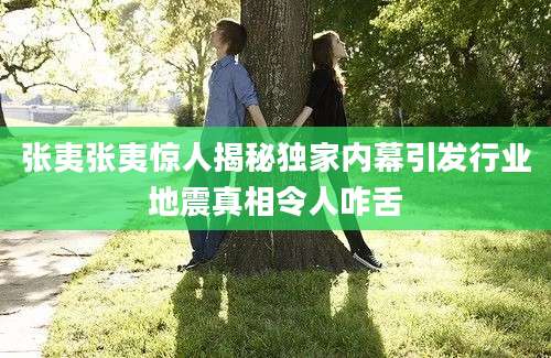 张夷张夷惊人揭秘独家内幕引发行业地震真相令人咋舌