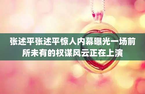张述平张述平惊人内幕曝光一场前所未有的权谋风云正在上演