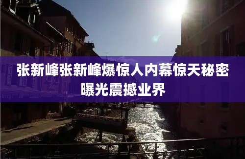 张新峰张新峰爆惊人内幕惊天秘密曝光震撼业界