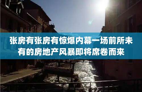 张房有张房有惊爆内幕一场前所未有的房地产风暴即将席卷而来