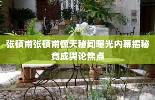 张硕甫张硕甫惊天秘闻曝光内幕揭秘竟成舆论焦点