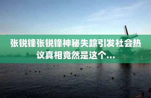 张锐锋张锐锋神秘失踪引发社会热议真相竟然是这个...