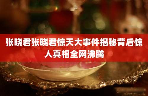 张晓君张晓君惊天大事件揭秘背后惊人真相全网沸腾