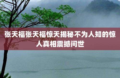 张天福张天福惊天揭秘不为人知的惊人真相震撼问世