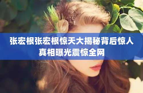 张宏根张宏根惊天大揭秘背后惊人真相曝光震惊全网