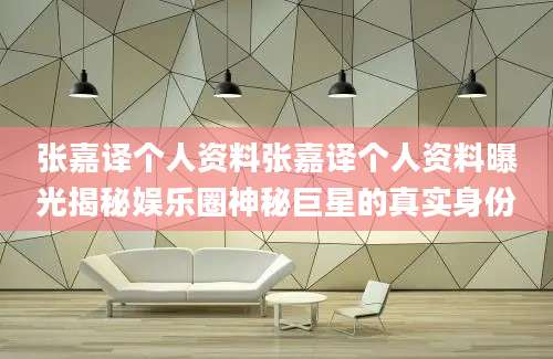 张嘉译个人资料张嘉译个人资料曝光揭秘娱乐圈神秘巨星的真实身份