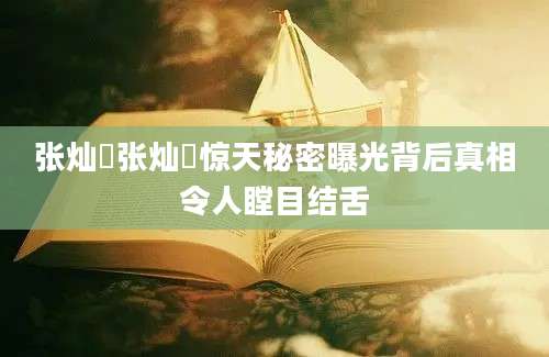 张灿玾张灿玾惊天秘密曝光背后真相令人瞠目结舌