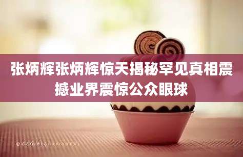 张炳辉张炳辉惊天揭秘罕见真相震撼业界震惊公众眼球