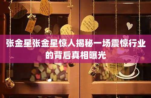 张金星张金星惊人揭秘一场震惊行业的背后真相曝光