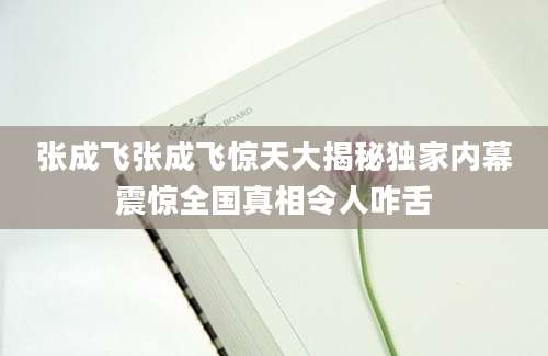 张成飞张成飞惊天大揭秘独家内幕震惊全国真相令人咋舌