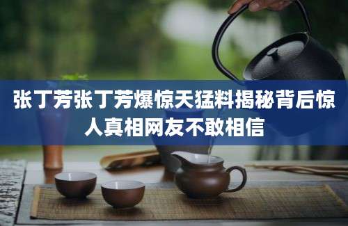 张丁芳张丁芳爆惊天猛料揭秘背后惊人真相网友不敢相信