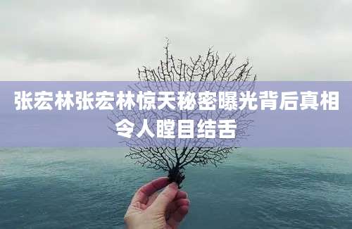 张宏林张宏林惊天秘密曝光背后真相令人瞠目结舌
