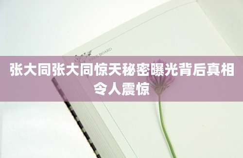 张大同张大同惊天秘密曝光背后真相令人震惊