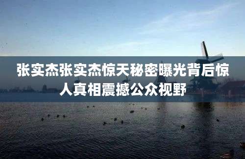 张实杰张实杰惊天秘密曝光背后惊人真相震撼公众视野