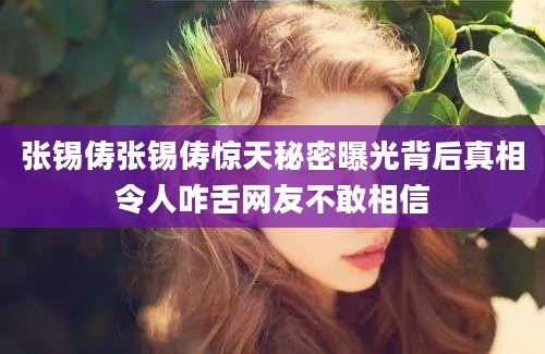 张锡俦张锡俦惊天秘密曝光背后真相令人咋舌网友不敢相信