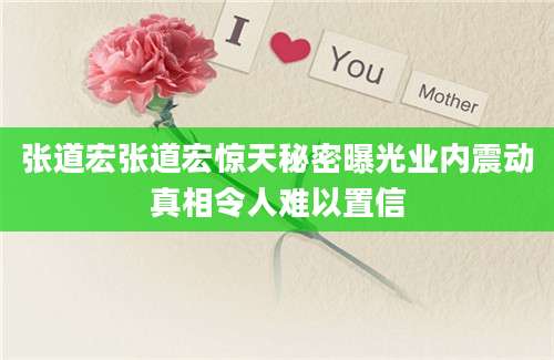 张道宏张道宏惊天秘密曝光业内震动真相令人难以置信