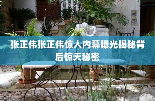 张正伟张正伟惊人内幕曝光揭秘背后惊天秘密