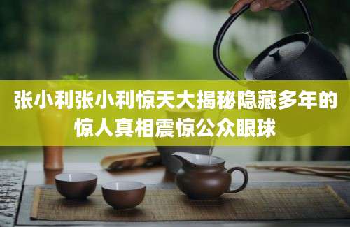 张小利张小利惊天大揭秘隐藏多年的惊人真相震惊公众眼球