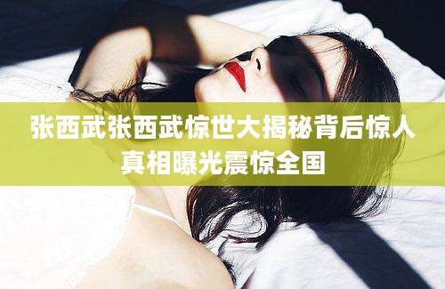 张西武张西武惊世大揭秘背后惊人真相曝光震惊全国