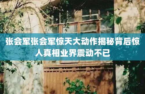 张会军张会军惊天大动作揭秘背后惊人真相业界震动不已