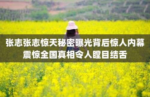 张志张志惊天秘密曝光背后惊人内幕震惊全国真相令人瞠目结舌