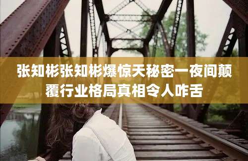 张知彬张知彬爆惊天秘密一夜间颠覆行业格局真相令人咋舌