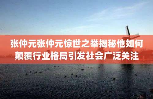 张仲元张仲元惊世之举揭秘他如何颠覆行业格局引发社会广泛关注