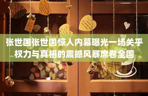 张世国张世国惊人内幕曝光一场关乎权力与真相的震撼风暴席卷全国