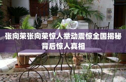 张向荣张向荣惊人举动震惊全国揭秘背后惊人真相