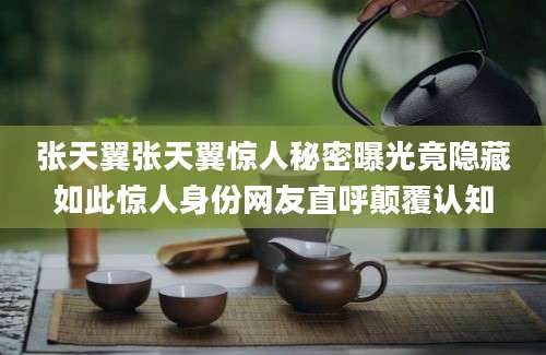张天翼张天翼惊人秘密曝光竟隐藏如此惊人身份网友直呼颠覆认知
