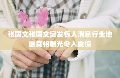 张国文张国文突发惊人消息行业地震真相曝光令人震惊